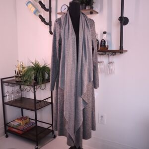 Flowy Camille & Co. Cascading Cardigan in Heather Gray. Perfect for Corporate Ch